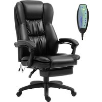 Vinsetto Bürostuhl Schreibtischstuhl mit Fußstütze, Kopfstütze, Vibration, Massagefunktion, höhenverstellbar, Schwarz, 68,5x68,5x119-127cm Aosom – Ansicht 1