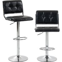 HOMCOM Barhocker, 2er-Set, Barstühle aus PU, höhenverstellbar, 360° drehbar, gepolsterter Sitz, Rückenlehne und Fußstütze, Metallbasis, für Kücheninsel, Esszimm – Ansicht 1