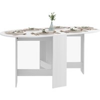HOMCOM Klappbarer Esstisch, ovale Küchentischklappe für bis zu 6 Personen, für kleine Räume, Esszimmer, weiß Aosom – Ansicht 1