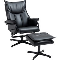 HOMCOM Sessel drehbar mit Liegefunktion Relaxsessel Fernsehsessel mit Hocker neigbare Rückenlehne Kunstleder Stahl Schwarz Aosom.de – Ansicht 1