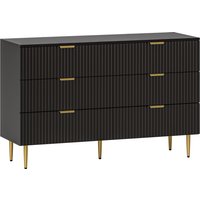 HOMCOM 6-Schubladen-Kommode für Schlafzimmer, moderne Kommode mit Griffen und 5 goldenen Beinen, platzsparende Kommode für Flur Wohnzimmer Eingangsbereich, 120x – Ansicht 1