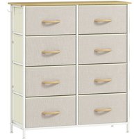 HOMCOM Kommode Schrank mit 8 Schubladen aus Vliesstoff Aufbewahrungsschrank Schubladenschrank mit Haken, Seitentasche, Stahlrahmen, Modern Sideboard für Schlafz – Ansicht 1