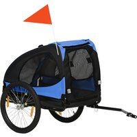 PawHut Hundeanhänger, klappbarer Fahrradanhänger für Hunde, Schnellspanner, wasserbeständig, Oxfordstoff, Stahl, 140 x 71 x 83 cm, Blau Aosom – Ansicht 1