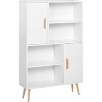 HOMCOM Kommode Sideboard Schubladenkommode Highboard Schrank Anrichte Schuhschrank Küchenregal Küchenschrank mit 2 Türen 5 Fächern Weiß Aosom – Ansicht 1