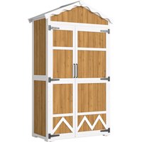 Outsunny Holz-Gartenschuppen 105x55x179 cm Gartenschrank wetterfest Außenschrank für Werkzeuge mit Türen 4 herausnehmbare Regalböden verzinktes Metalldach verst – Ansicht 1