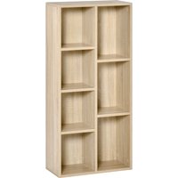 HOMCOM Bücherregal Wohnzimmerregal Bücherschrank Standschrank mit 7 Fächern Eiche Spanplatte 50 x 24 x 106 cm Aosom – Ansicht 1