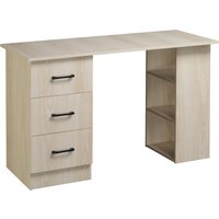 HOMCOM Schreibtisch Computertisch Bürotisch Arbeitstisch Regal mit 3 Schubladen Regale Natur 120 x 49 x 72 cm Aosom – Ansicht 1