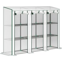 Outsunny PVC-Gewächshaus mit 3-stufigen Regalen, Balkon-Gewächshaus, Stahlgestell, 2 aufrollbare Reißverschlusstüren, für Gemüse, Pflanzen, Blumen, 215 x 46 x 1 – Ansicht 1