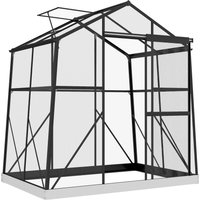 Outsunny Gewächshaus aus Aluminium 2,51 m² mit Fenster & Schiebetür, schwarzes Treibhaus mit Fundament 131x192x203cm für Garten Aosom.de – Ansicht 1