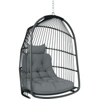 Outsunny Hängesessel Hängekorb mit Kissen Polyrattan Schaukel Outdoor Indoor faltbar Hängestuhl belastbar bis 150kg Hängeschaukel Korbhängesessel für Wohnzimmer – Ansicht 1