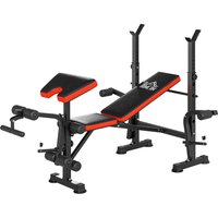 HOMCOM Hantelbank mit Ablage verstellbare Multifunktion Trainingsbank mit Langhantelständer Butterfly Beincurler Bankdrücken 3-Fach Rückenlehne Schrägbank Flach – Ansicht 1
