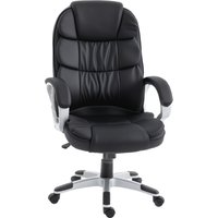 HOMCOM Ergonomischer Bürostuhl, gepolsterter drehbarer Schreibtischstuhl aus PU-Leder, hohe gebogene Rückenlehne, Wippfunktion, gepolsterte Armlehnen, höhenvers – Ansicht 1