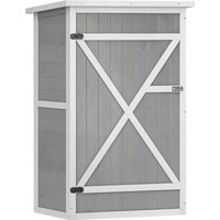 Outsunny Gartenhaus Gerätehaus Regalböden Tanne Schwarz+Grau+Weiß 75x56x115cm Aosom – Ansicht 1