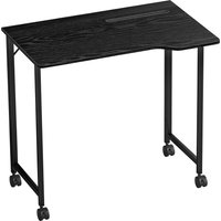 HOMCOM Klappbarer Schreibtisch 80 x 52 cm, Computertisch auf Rollen mit Gerätefach, für Homeoffice, kleine Räume oder Schlafzimmer, einfache Montage, Schwarz Ao – Ansicht 1
