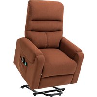 HOMCOM Fernsehsessel Aufstehsessel elektrisch mit Massagefunktion Heizung Liegefunktion Polyester hellbraun 79x97x103cm für Komfort & Entspannung Aosom.de – Ansicht 1