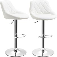 HOMCOM Set 2 Barhocker, Höhenverstellbar mit Metallfuß und PU-Ledersitz, Moderne Hocker mit Rückenlehne und Fußstütze, 46x48x83-104 cm, Weiß Aosom – Ansicht 1