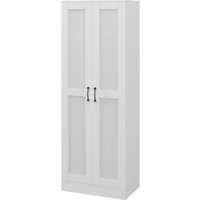 HOMCOM Schrank 2 Türen Aufbewahrungsmöbel mit 4 Regalen, zeitgenössischer Stil, multifunktional für Schlafzimmer, Büro, Küche, 60L x 36,5B x 175H cm, weiß Aosom – Ansicht 1