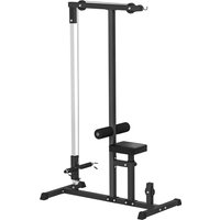 HOMCOM Kraftstation Multifunktionale Fitnessstation mit verstellbarem Sitz & Riemenscheibe, Stahl, Schwarz, 107x120x190cm Aosom – Ansicht 1