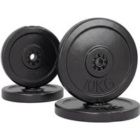 HOMCOM Set mit 4 Hantelscheiben 2x5 kg und 2x10 kg für Langhantel und Kurzhanteln, Hantelscheiben-Set mit 25 mm Loch aus Kunststoff und Sand, Langhantelgewichte – Ansicht 1