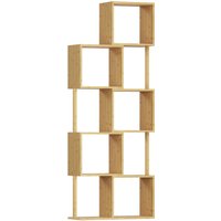 HOMCOM Bücherregal S-förmig mit 5 Ablagen aus Bambus, schmales platzsparendes Vertikalregal, Ablageregal für Wohnzimmer, Schlafzimmer und Büro, 62.5x23x165 cm,  – Ansicht 1