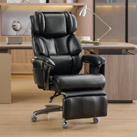 Chefsessel mit Massage- und Heizfunktion, Ergonomischer Bürostuhl mit Kunst-Leder, ausziehbare Fußstütze, 85,5x76,5x121,5 cm, Schwarz Aosom.de