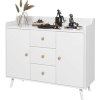 HOMCOM Wohnzimmerschrank aus Holz mit 3 Schubladen und 2 Schränken, modernes und vielseitiges Wohnzimmermöbel für Küche, Esszimmer und Eingangsbereich, 90x32x80 – Ansicht 1
