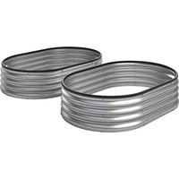 Outsunny Hochbeet Metall 2er Set 135 x 90 x 30cm Oval Hochbeete mit Offenem Boden Gummistreifen Sicherheitsrand Handschuhe Modulares Hochbeet-Kit Pflanzbeet für – Ansicht 1