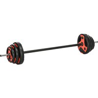 SPORTNOW Langhantel Set 20 kg verstellbares Hantelset mit rutschfestem Griff 6 Hantelscheiben bodenschonend für Heimtraining Aosom.de – Ansicht 1