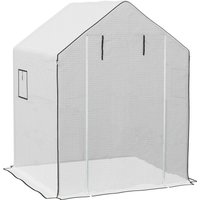 Outsunny Ersatzfolie Gewächshausfolie mit UV-Schutz, Seitenfenster, Rolltür, Ersatzabdeckung, PE-Folie für Tomatenhaus, Treibhaus, Weiß, 140 x 143 x 190 cm Aoso – Ansicht 1