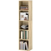 HOMCOM Bücherregal, Aufbewahrungsregal 5 Ebenen, Regal mit verstellbaren Regalen für Wohnzimmer, Schlafzimmer, Büro, 30 x 24 x 133,5 cm, Naturholz Aosom – Ansicht 1