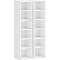 HOMCOM CD-, DVD- und Blu-ray-Regal 2er Set Stapelbar CD-Regal Standregal mit 6 verstellbare Einlegeböden, Medienregal, Dekoregal Aufbewahrung 21 x 22,5 x 88,5 c – Ansicht 1