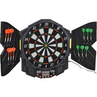 HOMCOM Elektronische Dartscheibe Dartboard mit Tür 216 Spiele inkl. 4 LED 12 Pfeile für bis zu 8 Spieler ABS PP 49x54,6x5,5 cm Aosom.de – Ansicht 1