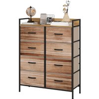 HOMCOM Möbel Rangement Kommode Schubladenkommode 8 Schubladen aus abnehmbarem Stoff, obere Ablage und Stahlrahmen 79L x 29B x 101H cm Natur und Schwarz Aosom – Ansicht 1