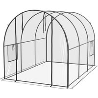 Outsunny Garten-Tunnelgewächshaus Gewächshaus für Tomaten Bodenfläche 6 m² 3L x 2B x 2H m verstärkter Rohrrahmen Rolltor 2 aufrollbare Fenster - transparent Aos – Ansicht 1
