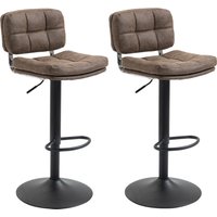 HOMCOM Set mit 2 Vintage Barhockern, gepolstert - drehbar, höhenverstellbar - Fußstütze - braunes synthetisches Leder mit Vintage-Effekt Aosom – Ansicht 1
