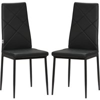 HOMCOM Set 2 Stühle Esszimmer Hoher Rückenlehne, Küchenstühle Kunstleder Diamantsteppung, Antirutschfüße und Stahlbeine für Wohnzimmer, 41x50x97 cm, Schwarz Aos – Ansicht 1