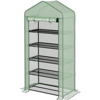 Outsunny Garten-Gewächshaus Balkon-Gewächshaus 5 Etagen mit 1 aufrollbaren Tür, Stahlrahmen & Verstärkte PE-Folie, 90L x 49B x 193H cm Aosom – Ansicht 1