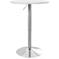 HOMCOM Runder Bartisch Hoher Küchentisch Stehtisch Höhenverstellbar 69-91 cm mit 360° drehbarer Tischplatte weiß und silberfarbenes Stahlgestell Aosom – Ansicht 1
