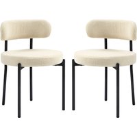 HOMCOM Set von 2 Esszimmerstühlen Küchenstuhl moderner gepolsterter Samtstoffstuhl mit schwarzen Stahlbein, für Wohnzimmer, Esszimmer, Schlafzimmer, beige Aosom – Ansicht 1