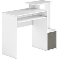HOMCOM Computertisch, Schreibtisch, Bürotisch, Gamingtisch, PC-Tisch mit Tastaturablage, Schublade, E1 Spanplatte, Weiß, 100 x 40 x 86,6 cm Aosom