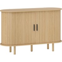 HOMCOM Sideboard mit gerillten Lamellentüren, modernes Sideboard für Wohnzimmer, mit 4 Fächern und Holzfüßen, für Küche, Flur, Schlafzimmer, Eiche, 120x40x78 cm – Ansicht 1