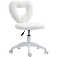 HOMCOM Schreibtischstuhl Bürostuhl Drehbar Homeoffice Stuhl mit Herzförmige Rückenlehne, ohne Armlehne Höhenverstellbarer Teddy-Fleece Schminktisch Stuhl für Ar – Ansicht 1