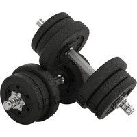 HOMCOM Kurzhantel Set 25KG Hantelset mit Hantelscheiben für Zuhause Büro Fitnessstudio Stahl Kunstleder Schwarz Krafttraining Aosom – Ansicht 1