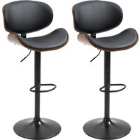 HOMCOM 2er-Set Barhocker, Höhenverstellbarer Küchenhocker, Tresenstuhl aus Kunstleder, Drehstuhl mit Fußstützen, Barstuhl für Küche, Esszimmer, Schwarz, Stahl,  – Ansicht 1