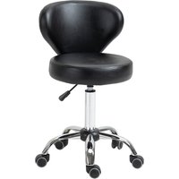 HOMCOM Rollhocker Massagehocker - drehbarer Arbeitshocker 360° - höhenverstellbare Sitzfläche 49-64H cm, ergonomische Rückenlehne - verchromtes Metall in schwar – Ansicht 1