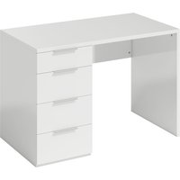 HOMCOM Platzsparender Schreibtisch, 110x61.5x75 cm Moderner Schreibtisch mit 4 Schubladen, Computertisch für Zuhause, Arbeitszimmer, Schlafzimmer und Büro, Hoch – Ansicht 1