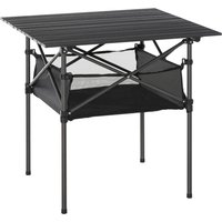 Outsunny Campingtisch Faltbarer Klapptisch aus Aluminium, leicht, tragbar mit Netztasche, Schwarz, 70x70x69cm Aosom – Ansicht 1