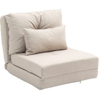 HOMCOM 2 in 1 Schlafsessel Klappbar Schlafsofa mit Bettfunktion Verstellbarer Rückenlehne Kissen Gästebett in Leinenoptik Klappsessel Sessel für Wohnzimmer Schl – Ansicht 1