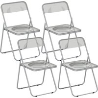 HOMCOM Set mit 4 klappbaren Acrylstühlen, platzsparende Innen-Klappstühle mit Stahlrahmen, tragbarer Klappstuhl für Zuhause Büro Küche Events, 47x48x75 cm, Grau – Ansicht 1