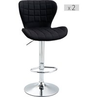 HOMCOM Set aus 2 zeitgenössischen Design-Barhockern Höhenverstellbar 59-81 cm 360° Drehbar Leinen Schwarz Aosom – Ansicht 1